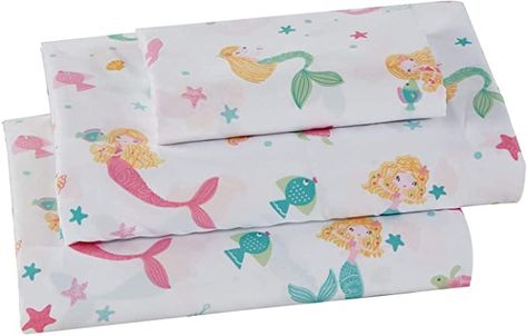 Amazon.com: Sheet Set Pink Mermaid For Girls/Teens Mermaids Shells Fishes Turtles New # Pink Mermaid (Queen): Kitchen & Dining Mermaid Sheets, Kids Sheet Sets, Pink Sheets, Mermaid Under The Sea, Mermaid Shell, Fish Sea, Purple Mermaid, Linen Sheet Sets, Mermaid Pattern