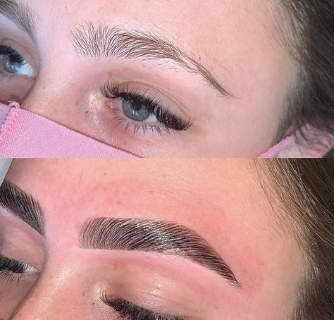 Laminating Eyebrows, Brow Lamination At Home, Brow Inspiration, Express Facial, How To Do Brows, Color Eyebrows, Brow Lamination Kit, Ombre Powder Brows, Eyebrows At Home