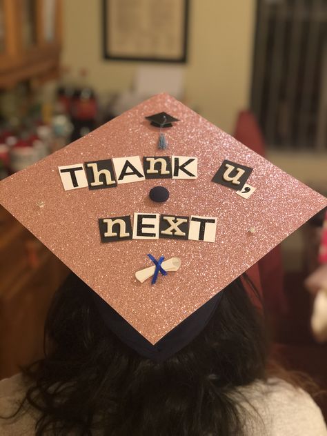 Ariana Grande inspired graduation cap with mean girl letters Graduation Cap Designs College, Disney Graduation Cap, Funny Graduation Caps, Creative Graduation Caps, Nurse Graduation Cap, College Grad Cap Ideas, Cap Graduation, High School Graduation Cap, College Graduation Cap Decoration