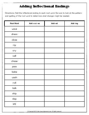 Worksheet | Adding Inflectional Endings | Add the inflectional ending to each root word. Be sure to look at the pattern and spelling of the root word to determine what changes might be needed. Inflectional Endings Worksheet, Leaf Activities, Inflectional Endings, Suffixes Worksheets, Vocabulary Strategies, Teacher Work, Special Education Math, English Time, Base Words