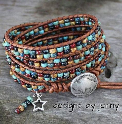 Wrap Bracelet Tutorial, Wrap Armband, Ankle Bracelets Diy, Diy Leather Bracelet, Beaded Leather Wraps, Beaded Leather Bracelet, Boho Wrap Bracelet, Diy Wrap, Beads Bracelet Design