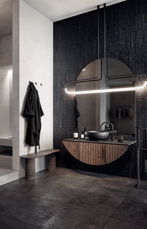 Silence on Behance Black And White Bathroom, Washroom Design, Vanity Design, Bathroom Design Decor, Toilet Design, Bathroom Design Luxury, Bathroom Designs, White Bathroom, Toilets