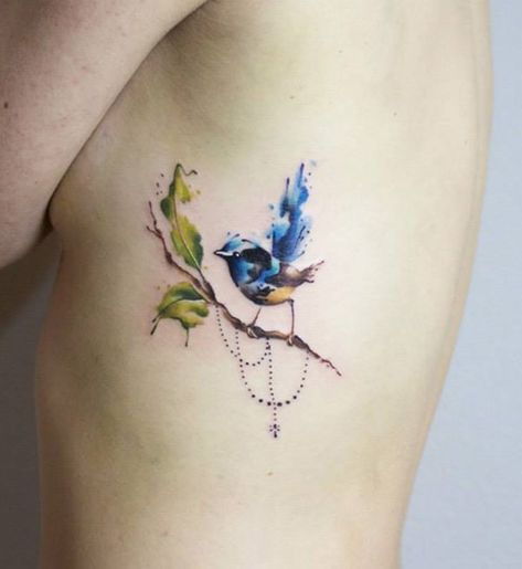 110 Lovely Bird Tattoo Designs | Art and Design Wren Tattoo, Songbird Tattoo, Bird And Flower Tattoo, Flower Side Tattoo, Bird Tattoo Back, Bluebird Tattoo, Watercolor Bird Tattoo, Bird Tattoos For Women, Vogel Tattoo