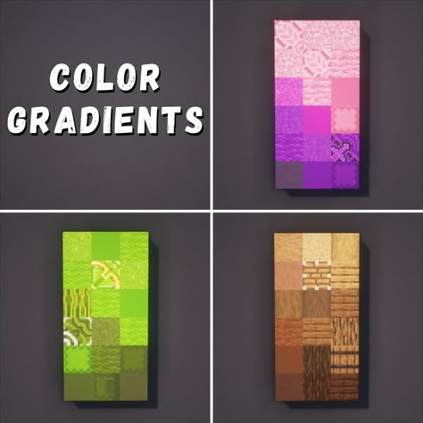 Color Pallet Ideas, House In Minecraft, House Tutorial, Minecraft Blocks, Minecraft Banner Designs, Color Gradients, Minecraft Interior Design, Minecraft Cottage, Easy Minecraft Houses