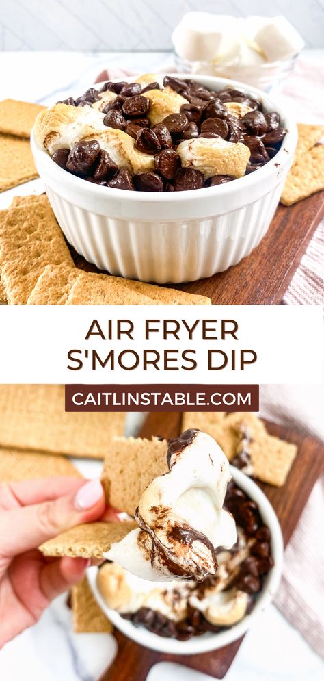 Airfryer Smores, Air Fryer Smores, Smores Dip Recipe, Smores Dip, Smores Dessert, Chocolate Recipes Homemade, Recipes With Few Ingredients, Easy No Bake Desserts, Quick Easy Snacks