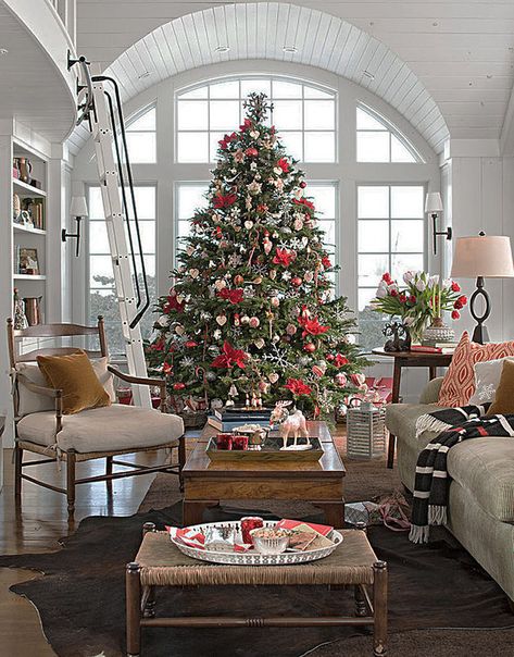 Geneva Fir Artificial Christmas Trees - Classics Collection | Treetime Modern Christmas Living Room, New England Christmas, England Christmas, Color Decor, Traditional Christmas Decorations, Christmas Decorations Living Room, Christmas Color, Christmas Living Rooms, Holiday Sparkle