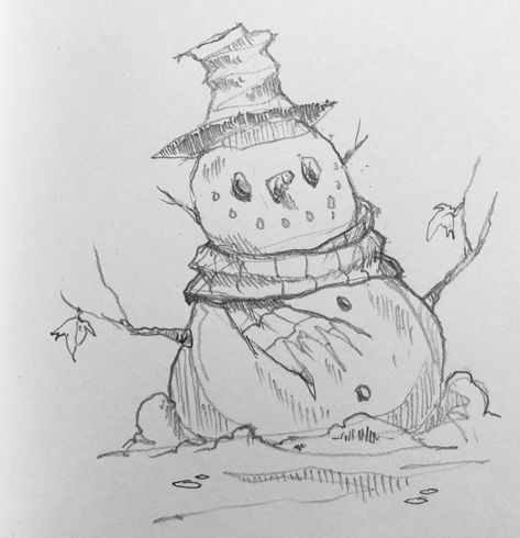 Frosty Drawing, Winter Drawing Ideas Sketch, Snowman Anime, Snowman Doodles, Texas Snowman, Science Scrapbook, Snowman Sketch, Winter Sketch, Snowman Drawing