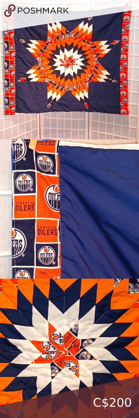 Edmonton Oilers Star Quilt - Incredible workership! 5685 Edmonton Oilers, Lightweight Quilt, Art Traditional, Star Pattern, Star Quilt, Star Patterns, The Closet, Items For Sale, Bundles