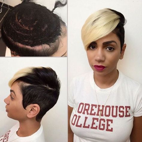 Short Black And Blonde Sew In Partial Sew In Weave, Short Sew In Hairstyles, Short Sew In, Partial Sew In, Haircut Bob, Short Weave Hairstyles, Sew In Hairstyles, Sew In Weave, Flat Irons