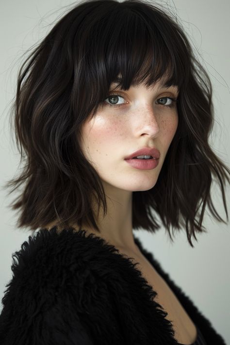 56+ Shaggy Lob With Bangs Hairstyle Ideas Shaggy Lob With Bangs, Lob Haircut With Bangs, Shaggy Lob, Medium Haircuts With Bangs, Trendy Haircuts Medium, Lob With Bangs, Blonde Bob Haircut, Lob Haircut, Penteado Cabelo Curto