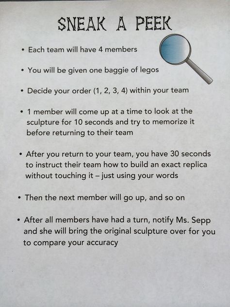 My poor fourth graders.   This seems to be the year where the most issues occur at recess.  From excluding others to changing the rules mid-... Team Building Activities For Adults, Team Builders, Leadership Activities, Team Building Games, Youth Games, Team Activities, Team Bonding, Lego Activities, Cooperative Games