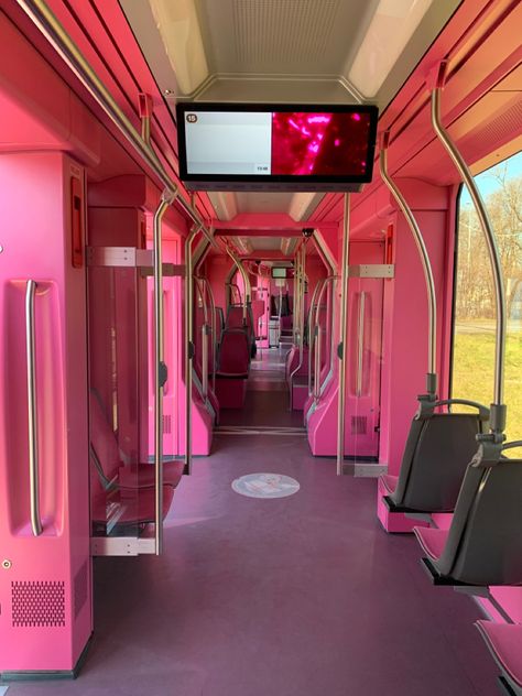 Pink bus— Geneva, Switzerland Pink Bus, Barbie Car, Bus Interior, Geneva Switzerland, Dream Room, Pink Glitter, Geneva, Royals, Favorite Color