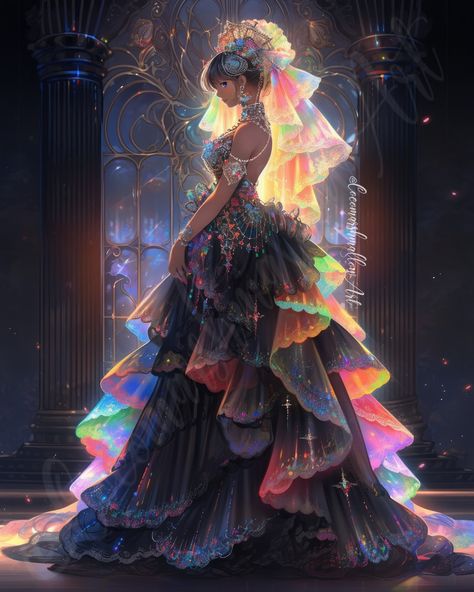 Neverending Rainbow Love Created with a combination of Midjourney and Photoshop for editing. #rainbowgirl #rainbowgown #rainbowdreams… | Instagram Rainbow Fantasy Dress, Wedding Dresses Rainbow, Black And Rainbow Wedding Dress, Rainbow Gown, Rainbow Wedding Dress, Vtuber Model, Body Con Dress Outfit, Rainbow Wedding, Rainbow Aesthetic