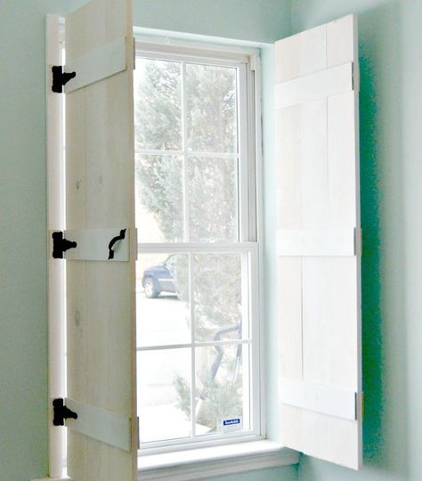 DIY Farmhouse Style Indoor Shutters Indoor Shutters, Curtain Alternatives, Curtains Diy, Diy Farmhouse Style, Interior Window Shutters, Interior Shutters, Window Shutters, Diy Farmhouse, Rustic Furniture