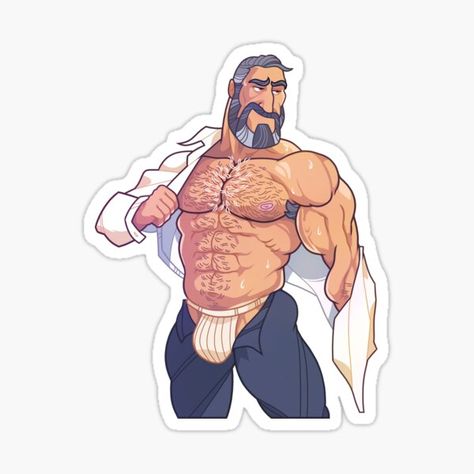 "Gay bear man flexing muscles" Sticker for Sale by vincettiart | Redbubble Man Flexing, Flexing Muscles, Muscular Guy, Male Art Reference, Gay Tattoo, Bear Sketch, Concept Art Tutorial, Bear Drawing, Bear Man