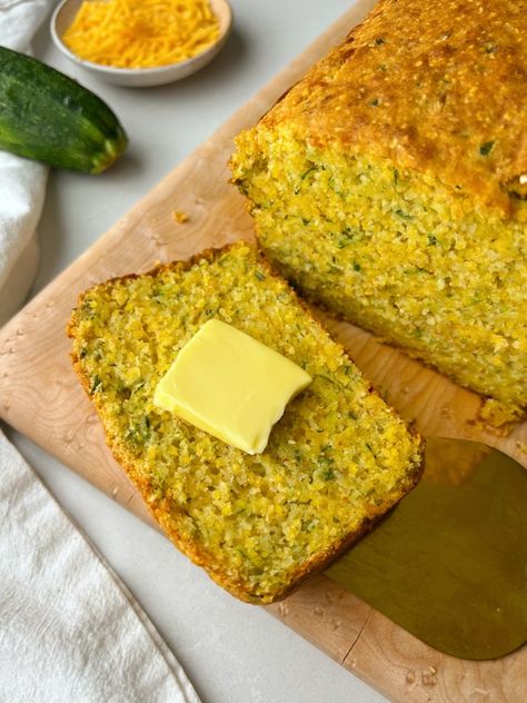 Savory Zucchini Cornbread Loaf (Gluten-Free) Linzer Torte Recipe, Cornbread Loaf, Savory Zucchini Bread, Zucchini Cornbread, Zucchini Cheddar, Cheddar Cornbread, Gf Baking, Homemade Buttermilk, Zucchini Bread Recipes