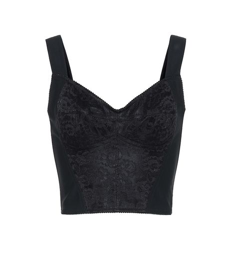 Dolce & Gabbana - Lace-trimmed jacquard bustier - Allow Dolce & Gabbana to usher boudoir-inspired silhouettes into your wardrobe with this black bustier. Crafted in Italy from form-fitting jacquard, it's detailed with intricate lace trim for elevated feminine appeal. Show off its sweetheart neckline with a low-cut blazer. seen @ www.mytheresa.com Bustier Top Outfits Classy, Silk Bodysuit, Cut Blazer, Top Bustier, Black Bustier, Lace Bustier, Silk Camisole, Satin Shirt, Dolce E Gabbana