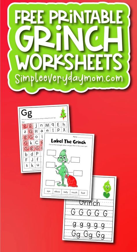 Grinch Worksheets For Kids [Free Printable] Grinch Day At School Preschool, Grinch Worksheets For Preschool, Grinch Playdough Free Printable, Grinch Day Kindergarten Activities, Grinch Games For Kids Free Printable, Kindergarten Grinch Activities, Grinch Bible Lesson, Grinch Day Activities For Kindergarten, Grinch Math Activities Kindergarten