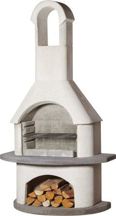 Outdoor Chimney Fireplace, Concrete Outdoor Fireplace, Outdoor Chimney, Tuscan Style Garden, Chimney Fireplace, Cooking With Charcoal, Stucco Fireplace, Firewood Logs, Wood Charcoal