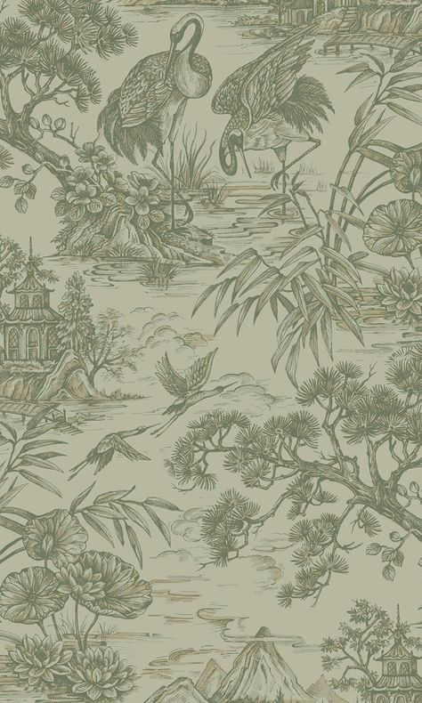 Transform your living space into a lush oasis with our Majestic Crane Tropical Wallpaper, where tranquility meets vibrant nature. With intricate detailing that brings the essence of the rainforest into your home, this wallpaper is a testament to elegance and tropical beauty. The dazzling array of greenery is punctuated by the majestic presence of a solitary crane, creating a scene that's alive with color and serenity. Not just an adornment, the Majestic Crane Tropical Wallpaper is a touchstone for peace and creativity in any interior. Its durable, washable surface makes it a practical choice for bedrooms, living areas, and even bathrooms, where the spirit of the wild can play against clean lines and natural light. Inject life into your lifestyle and let the tropical wave wash over your wal Screen Printed Wallpaper, Green Chinese Wallpaper, Tropical Theme Interior, Bathroom Inspo Wallpaper, Craftsman Style Wallpaper, Green Aesthetic Pattern, Sage Green Phone Wallpaper, Jungle Theme Wallpaper, Green Pattern Wallpaper