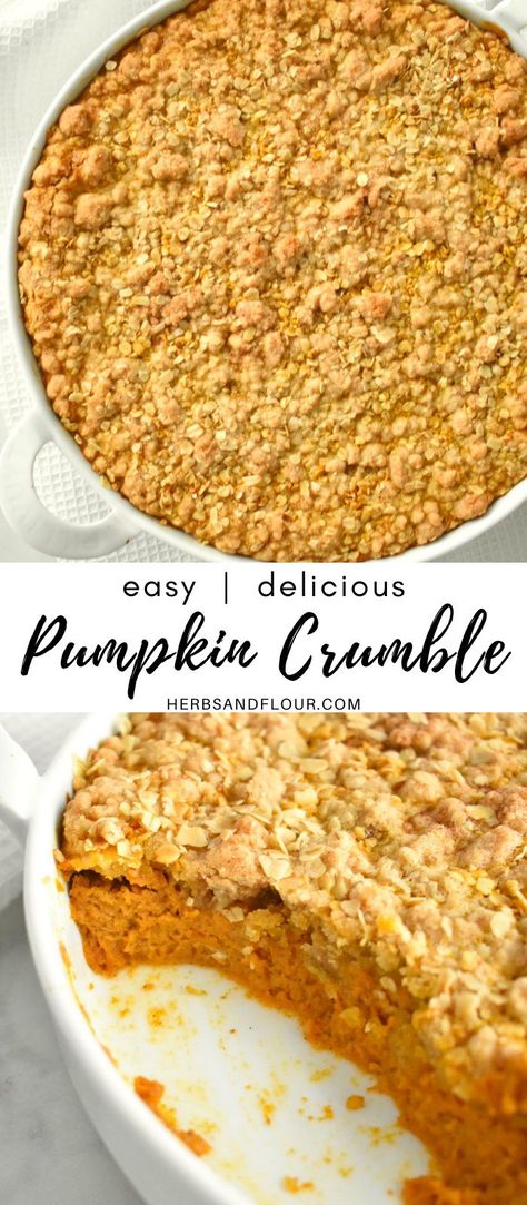 Quick Pumpkin Desserts, Pumpkin Crumble, Easy Pumpkin Recipes Desserts, Healthy Pumpkin Dessert, Pumpkin Crisp, Pumpkin Puree Recipes, Easy Pumpkin Dessert, Pumpkin Spice Recipe, Chilled Desserts