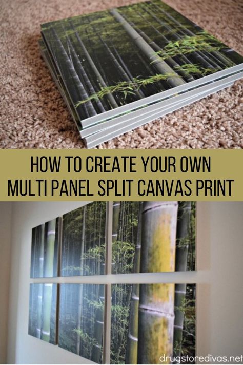 Multi Canvas Art Diy, Split Canvas Painting Ideas, Multiple Canvas Paintings, Cardboard Picture Frames, Multi Canvas Art, Photo Crafts, Wall Art Tutorial, Fabric Artwork, Canvas Photo Prints