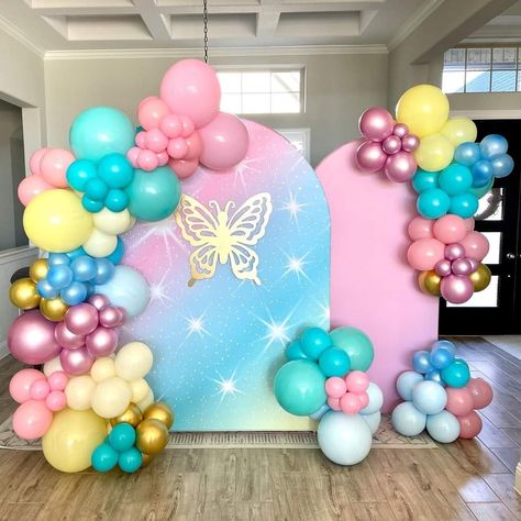 Butterfly Theme Birthday Decoration Ideas, Butterfly Theme Balloon Decoration, Decoration Ideas For Birthday, Butterfly Birthday Party Invitations, Butterfly Backdrop, Airplane Birthday Party Decorations, Theme Birthday Decoration, Butterfly Birthday Party Decorations, Butterfly Themed Birthday Party