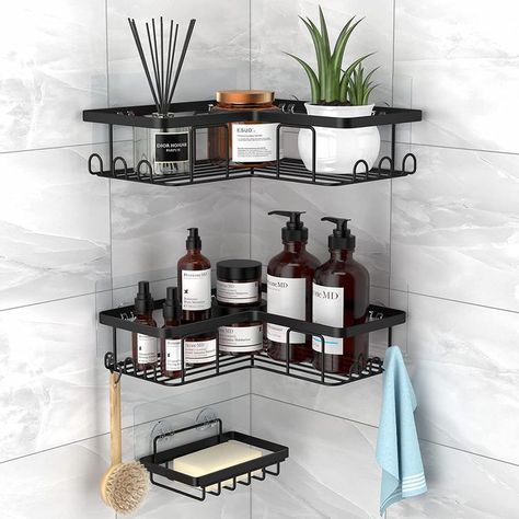 Cute corner shower caddy to keep your shower organized. Follow the link and get yours today. As an Amazon Associate I earn from qualifying purchases. Bathroom Shower Organization, Corner Shower Caddy, Shower Rack, Shower Storage, Shower Organization, Wall Mount Rack, Shower Basket, Corner Storage, Stainless Steel Bathroom