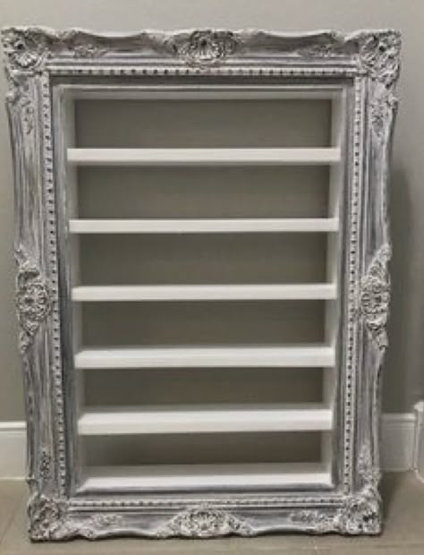 Beauty Salon Interior Design, Picture Frame Crafts, Nail Polish Rack, Picture Frame Shelves, Nail Polish Organizer, Beauty Salon Interior, Frame Shelf, Diy Picture Frames, Salon Interior Design