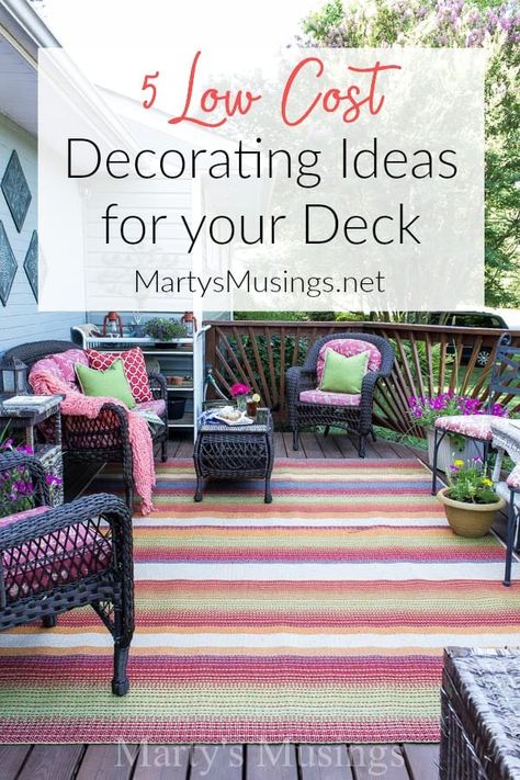 Outdoor Deck Rugs, Deck Rug, Outdoor Deck Decorating, Front Porch Furniture, Summer Deck, Deck Seating, Deck Makeover, Deck Party, Back Deck Decorating