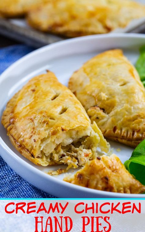 Chicken Hand Pies, Hand Pies Savory, Spicy Southern Kitchen, Flaky Pie Crust Recipe, Carrots And Celery, Pasties Recipes, Creamy Chicken Recipes, Hand Pie Recipes, Fried Pies