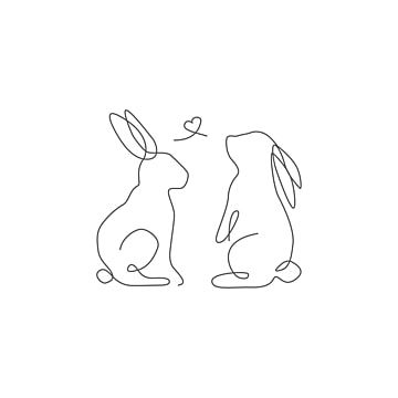 rabbit clipart,flower,character,cartoon,animal,comic,spring,doodle,rabbit,illustration,bunny,flower vector,animal vector,cartoon vector,rabbit vector,spring vector,doodle vector,comic vector,bunny vector,cute vector One Line Art Animals, Line Art Bunny, Bunny Line Art, Line Art Animals, Animal Line Art, Bunny Tattoo, Two Rabbits, Rabbit Drawing, Bunny Tattoos