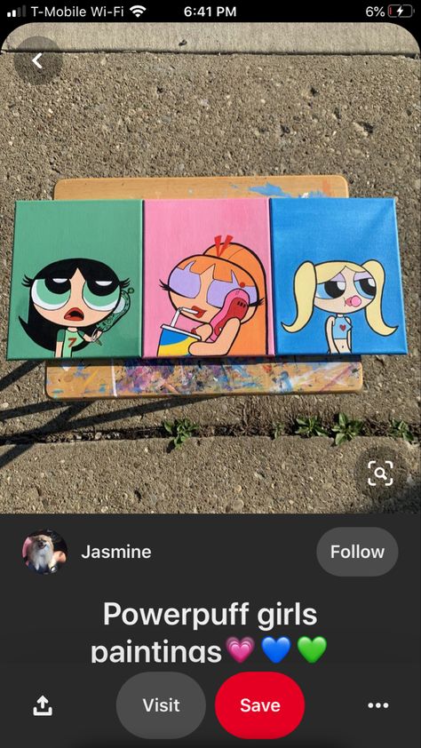 Blossom Powerpuff Painting, Powerpuff Painting, Powerpuff Girls Painting, Paint N Sip, Fun Sketches, Paint Inspo, Sip N Paint, Painting Of Girl, Paint And Sip