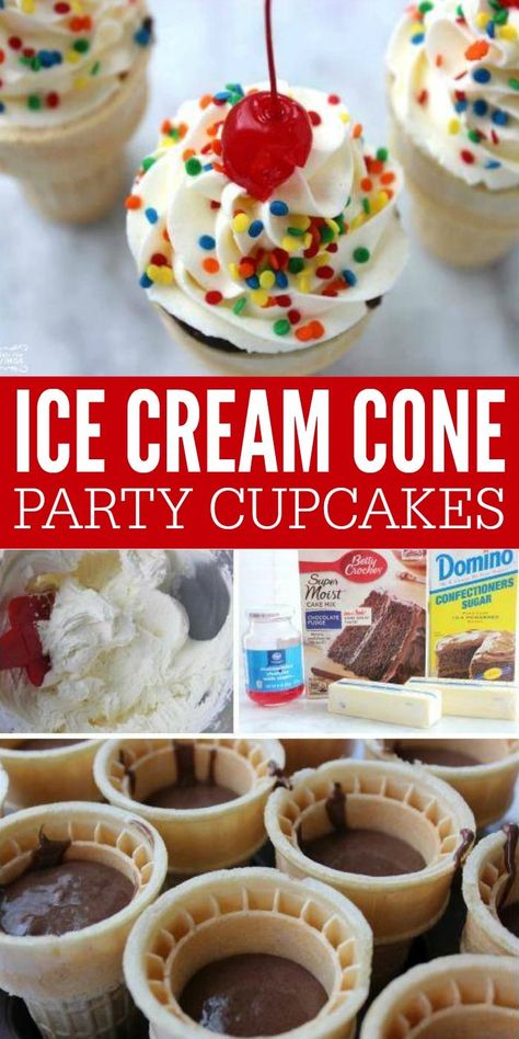 Cone Cakes, Simple Ice Cream, Cupcake Ice Cream Cones, Cone Cupcakes, Ice Cream Cone Cupcakes, Ice Cream Cone Cake, Cupcake Cones, Melting Ice Cream, Fun Cupcake Recipes