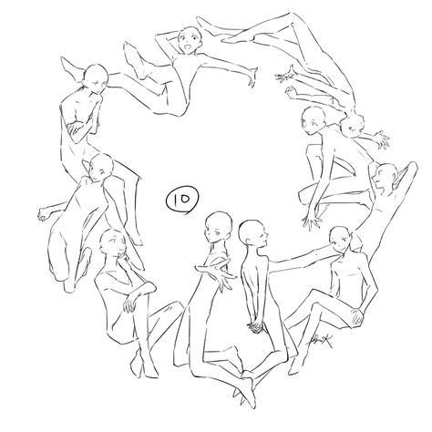 Group Pose Reference 10 People, Group Pose Base, 8 Person Drawing Base, Group Of 7 Drawing Base, 7 People Poses Drawing, Group Base, Art Manga, 캐릭터 드로잉, Drawing Templates