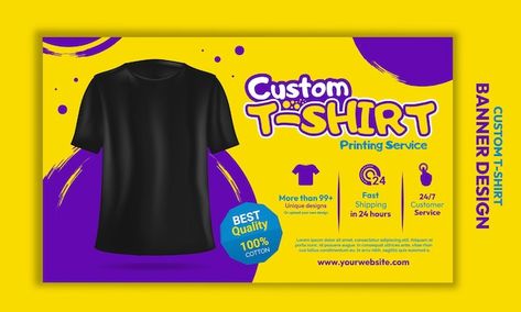 Vector custom tshirt design printing ser... | Premium Vector #Freepik #vector #shirt #uniform #black-shirt #shirt-mockup Business T Shirt Design, T Shirt Poster Design, Tshirt Advertising Ideas, Tshirt Poster, Website Banner Design, Photoshop Video, Custom T Shirt Printing, Custom Tshirt, Banner Printing