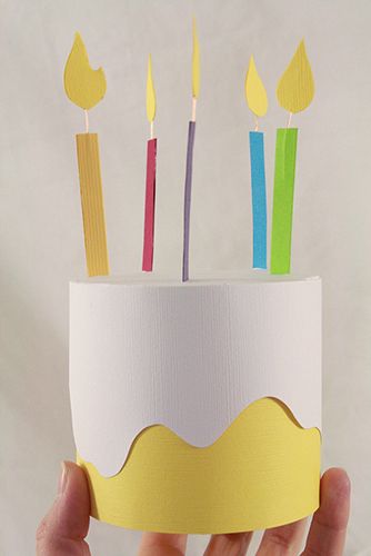 Construct an adorable paper box that looks just like a birthday cake and is great for holding a small gift. >>> Learn more by visiting the image link. #PaperCrafts Cake From Paper, Paper Cake Template, Cake Craft For Kids, Cake Paper, Paper Birthday Cake, Birthday Cake Craft, Paper Cake Diy, 3d Paper Birthday Cake, Birthday Cake Paper Craft