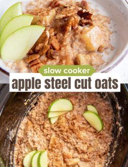 Apple Crockpot Steel Cut Oats Slow Cooker Apple Pie, Breakfast Crockpot, Crockpot Oatmeal, Slow Cooker Oatmeal, Slow Cooker Apple, Steel Cut Oatmeal, Slow Cooker Breakfast, Slow Cooker Apples, Crockpot Breakfast