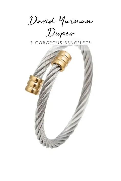 David Yurman bracelets are ultra-versatile—stack them or wear them on their own, they go with nearly everything...except your bank account. Discover the best David Yurman dupes by clicking this pin! luxury bracelet, bracelets like David Yurman, David Yurman replica, classic womens jewelry brands How To Stack David Yurman Bracelets, Job At Google, David Yurman Bracelets, David Yurman Cable Bracelet, Corporate Job, Stacked Wedding Bands, David Yurman Bracelet, Cartier Bracelet, Cable Bracelets