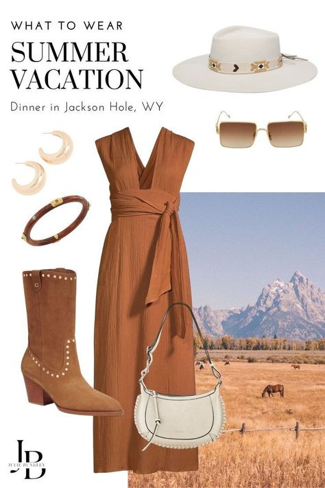 Jackson Hole Wyoming Summer, Jackson Hole Summer, Summer Resort Outfits, Vacation Outfit Inspiration, Jackson Hole Vacation, Ranch Outfits, Western Summer Outfits, Summer Outfit Guide, Jackson Hole Wyoming