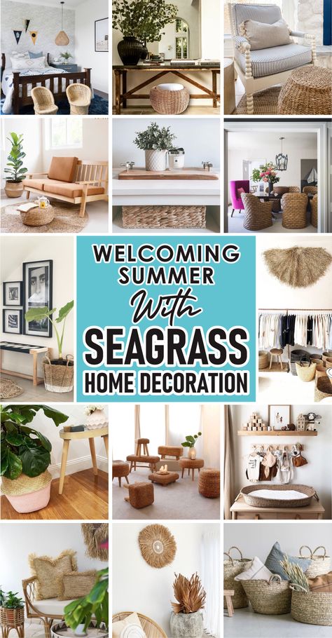 #homedecoration #seagrass #seagrassdecoration, Home Decoration Sea Grass Decor, Seagrass Decor, Seagrass Bar Stools, Seagrass Wall Decor, Seagrass Furniture, Seagrass Chairs, Entryway Basket, Seagrass Storage Baskets, Grass Decor