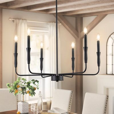 This kitchen chandelier is very easy to install, equipped with the necessary accessories and clear and easy to understand instructions, tighten the arm part to complete the installation, the whole process of installing the kitchen chandeliers over table only takes 5 minutes. This modern farmhouse chandelier can be used in the kitchen, living room dining room, island, bedroom, hallway, entrance and staircase. The classic and durable design makes this black chandelier light fixture can be adapted Living Room Chandelier Black, Gold Dining Chandelier, Chandelier In Office, Modern Farmhouse Dining Room Lighting Over Table, Black White Wood Dining Room, Scandinavian Chandelier Dining Room, Black Kitchen Table Light Fixtures, Dining Room Light Fixtures Black, Dinning Room Chandelier Modern Black