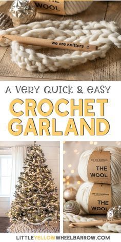 Christmas Theme Decor, Classy Crochet, Crochet Christmas Garland, January Decor, Diy Christmas Garland, Crochet Garland, Easy Craft Ideas, Diy Christmas Decorations, Look Classy