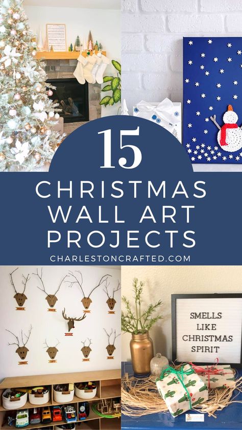 Easy Christmas Wall Art, Large Christmas Wall Decor Diy, Diy Christmas Art Canvases, Holiday Wall Decor Diy, Diy Christmas Wall Decorations, Large Christmas Wall Art, Diy Christmas Wall Decor, Christmas Wall Art Diy, Diy Christmas Wall Art