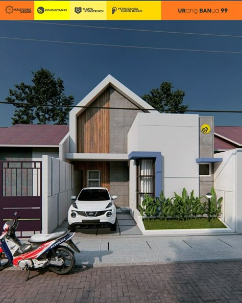 Facade House 1 Floor, Scandinavian Facade, Bali Style Home, House Reference, Small House Design Exterior, House Facade, Tiny House Floor Plans, Minimal House Design, Minimalist House Design