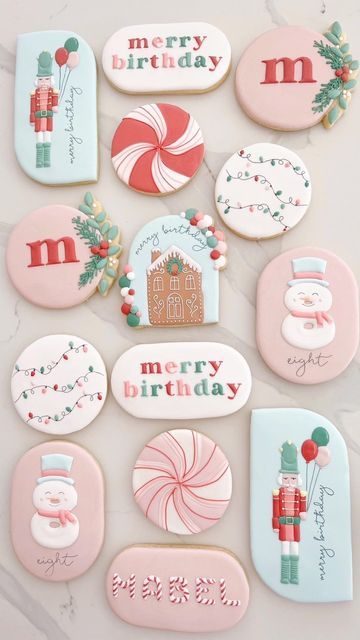 Royal Christmas Cookies, Cookie Christmas Decorations, Cute Sugar Cookies Designs Christmas, Custom Christmas Cookies, Christmas Theme One Year Birthday, Christmas Cookie Birthday Party, Christmas Birthday Theme, Christmas 2nd Birthday Party, Cookie Themes