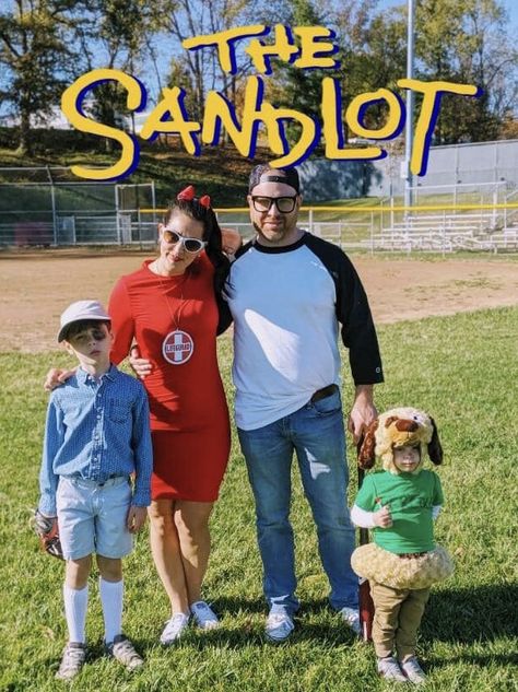 The Sandlot Halloween Costumes, Sandlot Halloween Costumes, Family Of 3 Halloween Costumes, Sandlot Costume, 3 Halloween Costumes, Halloween Costumes Family, Family Costumes For 3, Sister Halloween Costumes