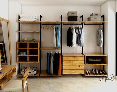 Pole System Wardrobe, Clothing Rack Bedroom, Architecture Industrial, Open Wardrobe, Closet Design Layout, Small Apartment Interior, Open Closet, Bedroom Closet Design, Wardrobe Design Bedroom