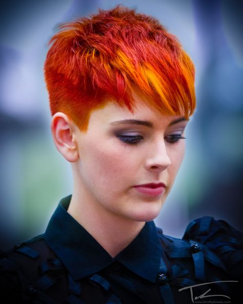 Benson7489 | Chloe | Flickr Cheveux Oranges, Hair Color Orange, Short Scene Hair, Short Red Hair, Fire Hair, Hair Color Crazy, Cool Short Hairstyles, Pixie Hair, Very Short Hair