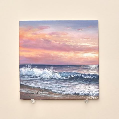 Acrylic Paint Beach, Inspo For Painting, Sea Canvas Painting, Beautiful Paintings Of Nature, Ocean Art Painting, Beach Art Painting, Landscape Art Painting, Small Canvas Art, Arte Inspo